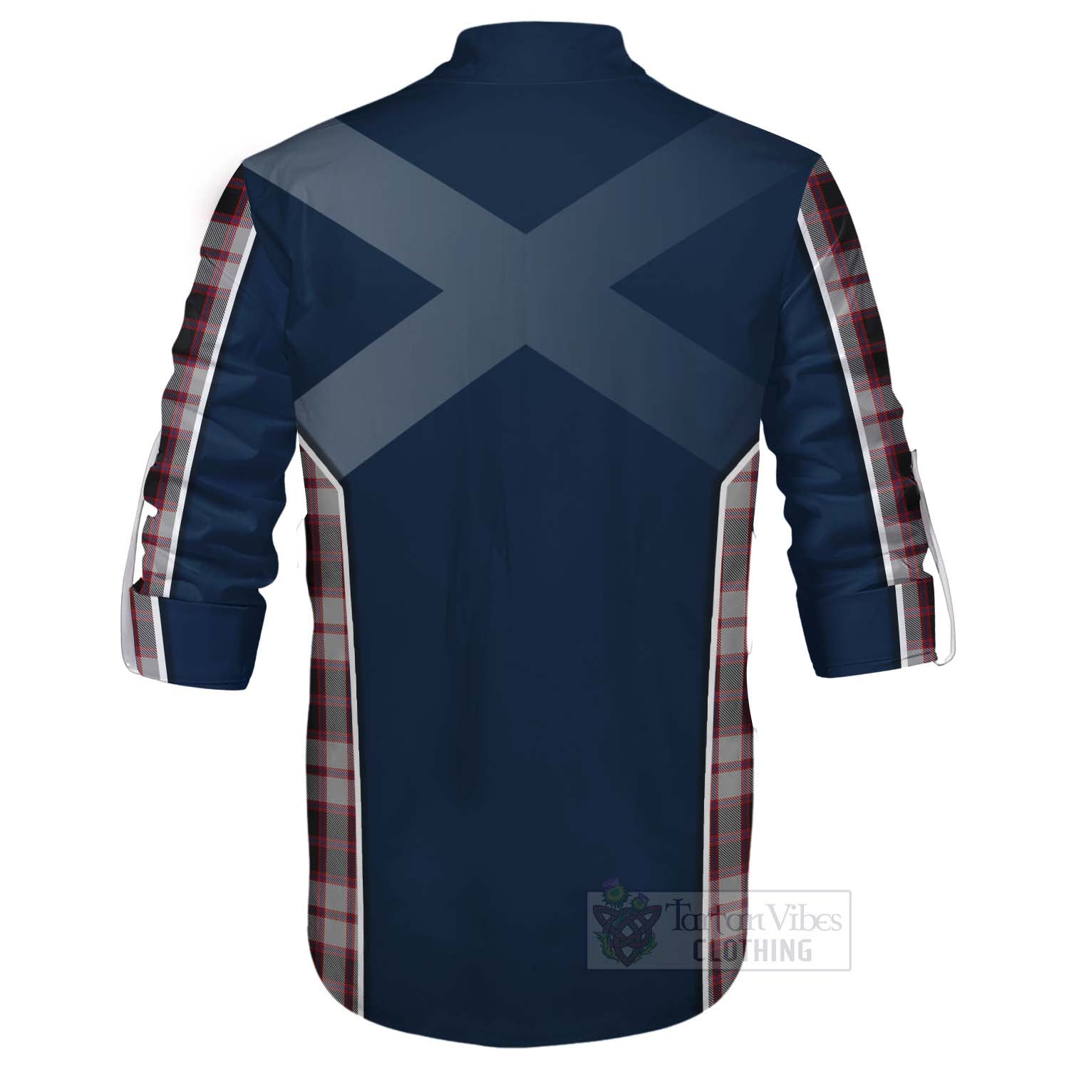 Tartan Vibes Clothing MacPherson (McPherson) Tartan Ghillie Kilt Shirt with Family Crest and Scottish Thistle Vibes Sport Style