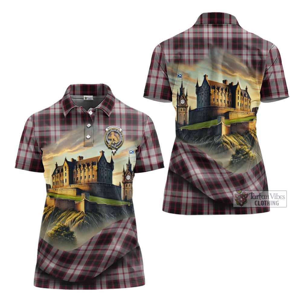 Tartan Vibes Clothing MacPherson (McPherson) Tartan Family Crest Women's Polo Shirt with Scottish Ancient Castle Stype
