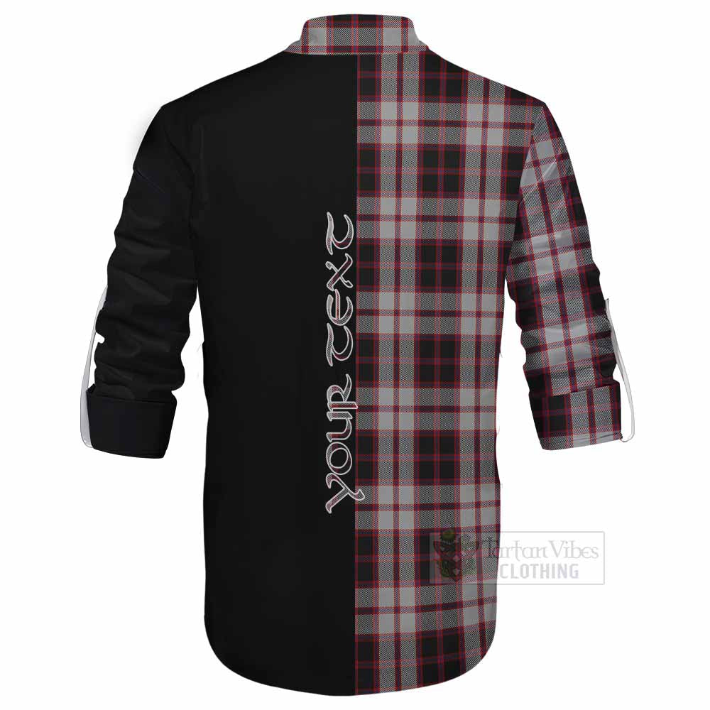 Tartan Vibes Clothing MacPherson (McPherson) Tartan Ghillie Kilt Shirt with Family Crest and Half Of Me Style