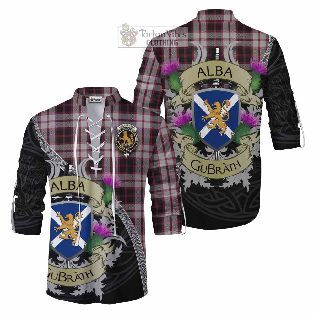 Tartan Vibes Clothing MacPherson (McPherson) Tartan Family Crest Ghillie Kilt Shirt Lion Rampant Royal Thistle Shield Celtic Inspired