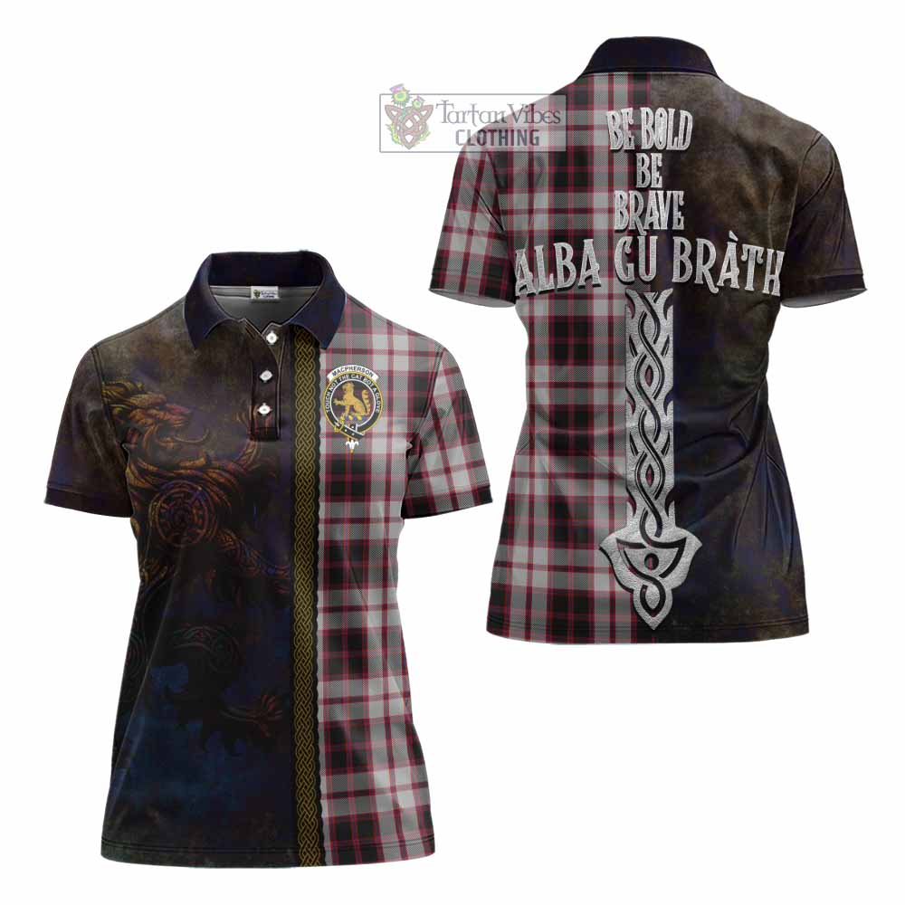 Tartan Vibes Clothing MacPherson (McPherson) Tartan Family Crest Women's Polo Shirt Alba Gu Brath Be Brave Lion Ancient Style