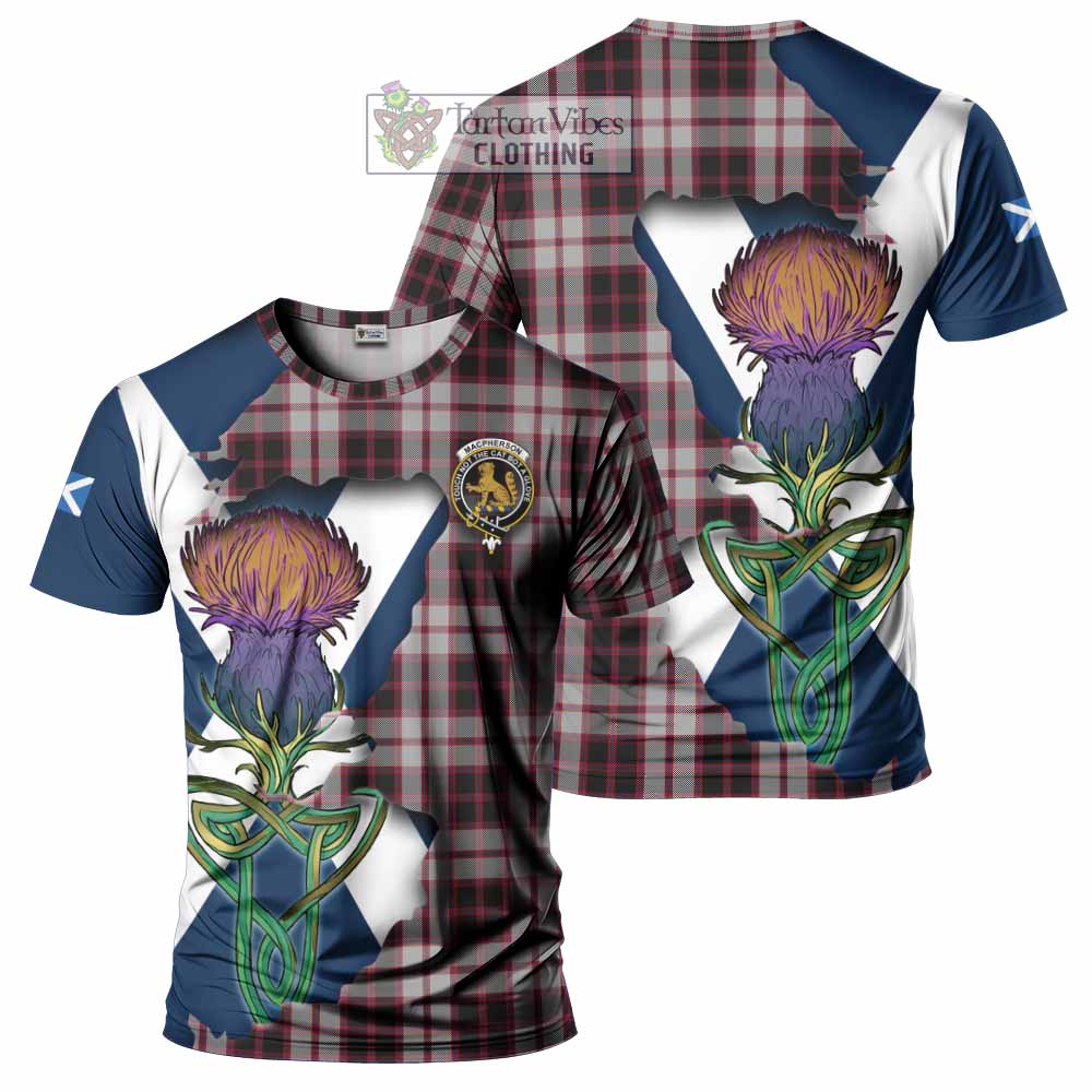 Tartan Vibes Clothing MacPherson (McPherson) Tartan Family Crest T-Shirt Scottish Thistle Celtic Inspired