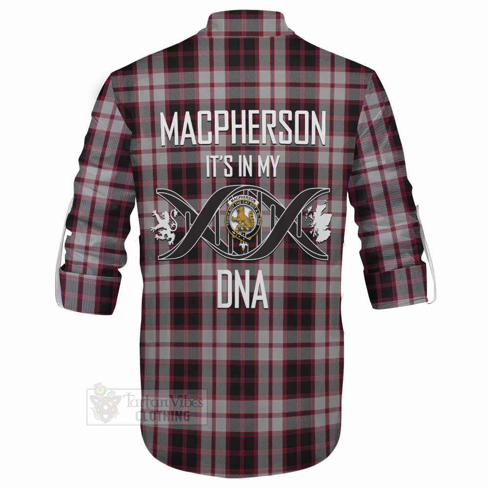 Tartan Vibes Clothing MacPherson (McPherson) Tartan Ghillie Kilt Shirt with Family Crest DNA In Me Style