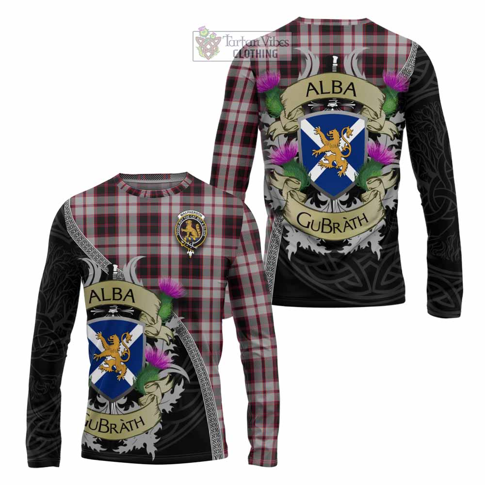 Tartan Vibes Clothing MacPherson (McPherson) Tartan Family Crest Long Sleeve T-Shirt Lion Rampant Royal Thistle Shield Celtic Inspired