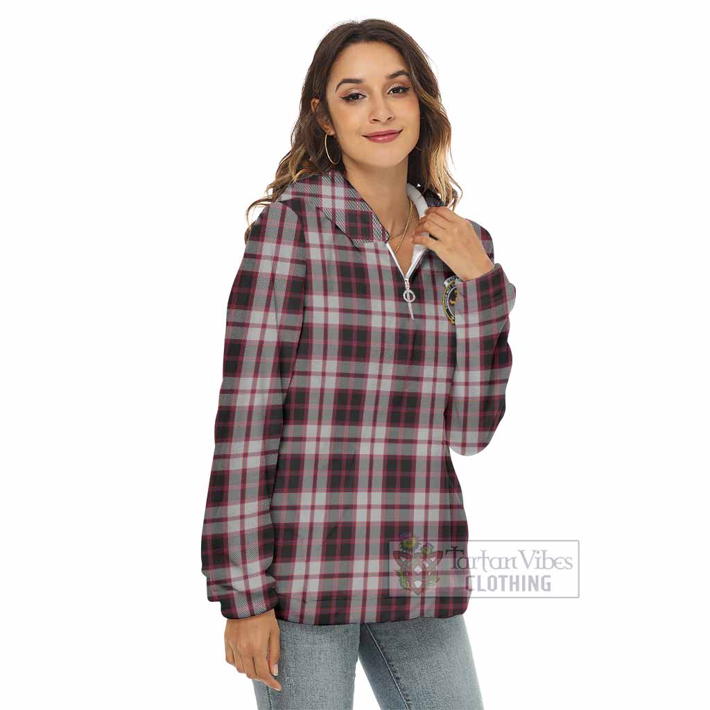 Tartan Vibes Clothing MacPherson (McPherson) Tartan Crest Women's Borg  Half Zip Fleece Hoodie