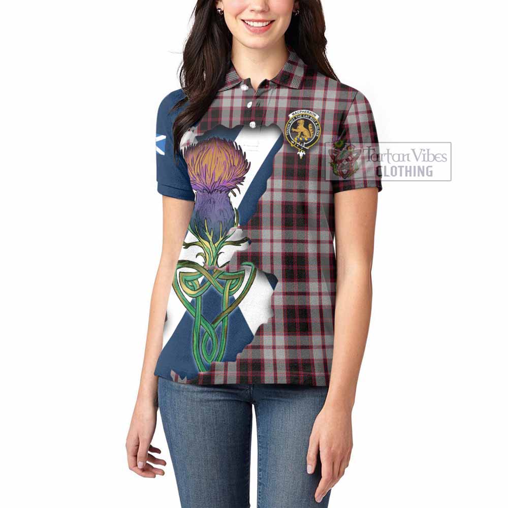 Tartan Vibes Clothing MacPherson (McPherson) Tartan Family Crest Women's Polo Shirt Scottish Thistle Celtic Inspired