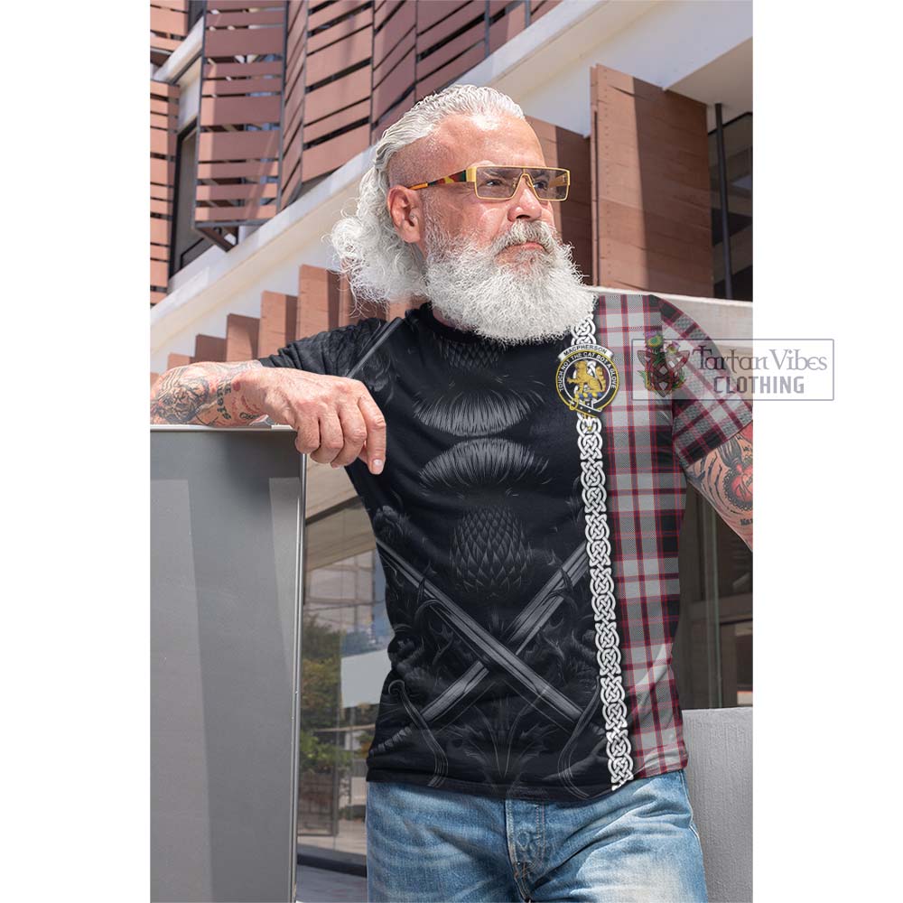 Tartan Vibes Clothing MacPherson (McPherson) Tartan Cotton T-shirt with Family Crest Cross Sword Thistle Celtic Vibes