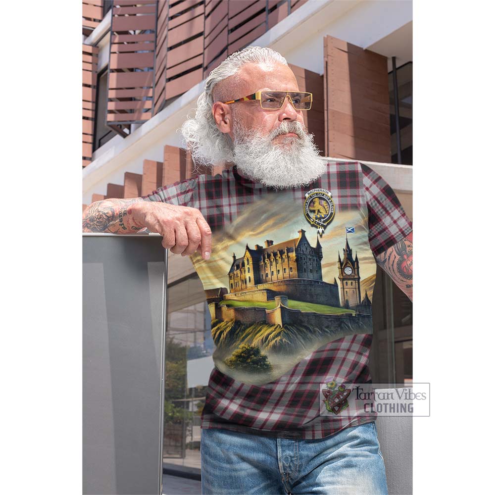 Tartan Vibes Clothing MacPherson (McPherson) Tartan Family Crest Cotton T-shirt with Scottish Ancient Castle Style