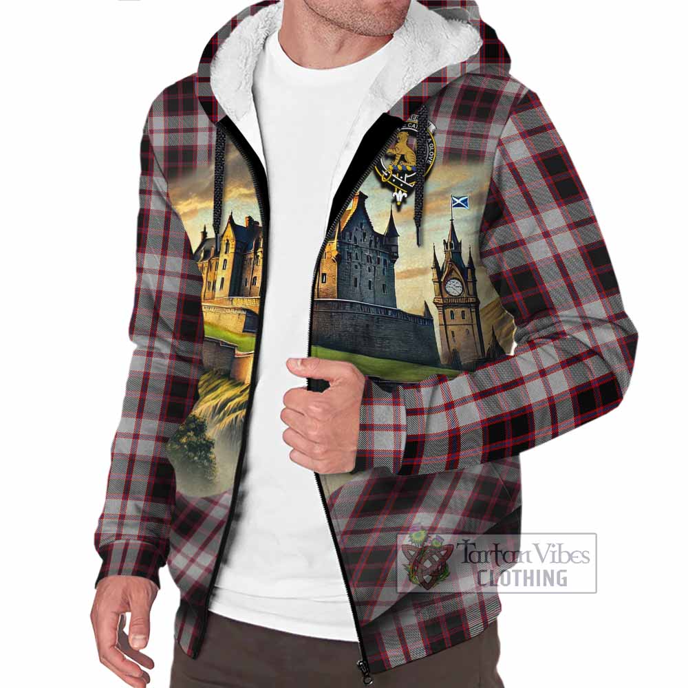 Tartan Vibes Clothing MacPherson (McPherson) Tartan Family Crest Sherpa Hoodie with Scottish Ancient Castle Style