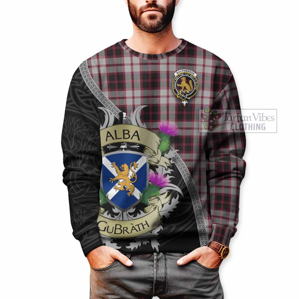 Tartan Vibes Clothing MacPherson (McPherson) Tartan Family Crest Sweatshirt Lion Rampant Royal Thistle Shield Celtic Inspired