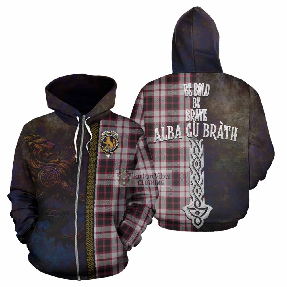 Tartan Vibes Clothing MacPherson (McPherson) Tartan Family Crest Hoodie Alba Gu Brath Be Brave Lion Ancient Style