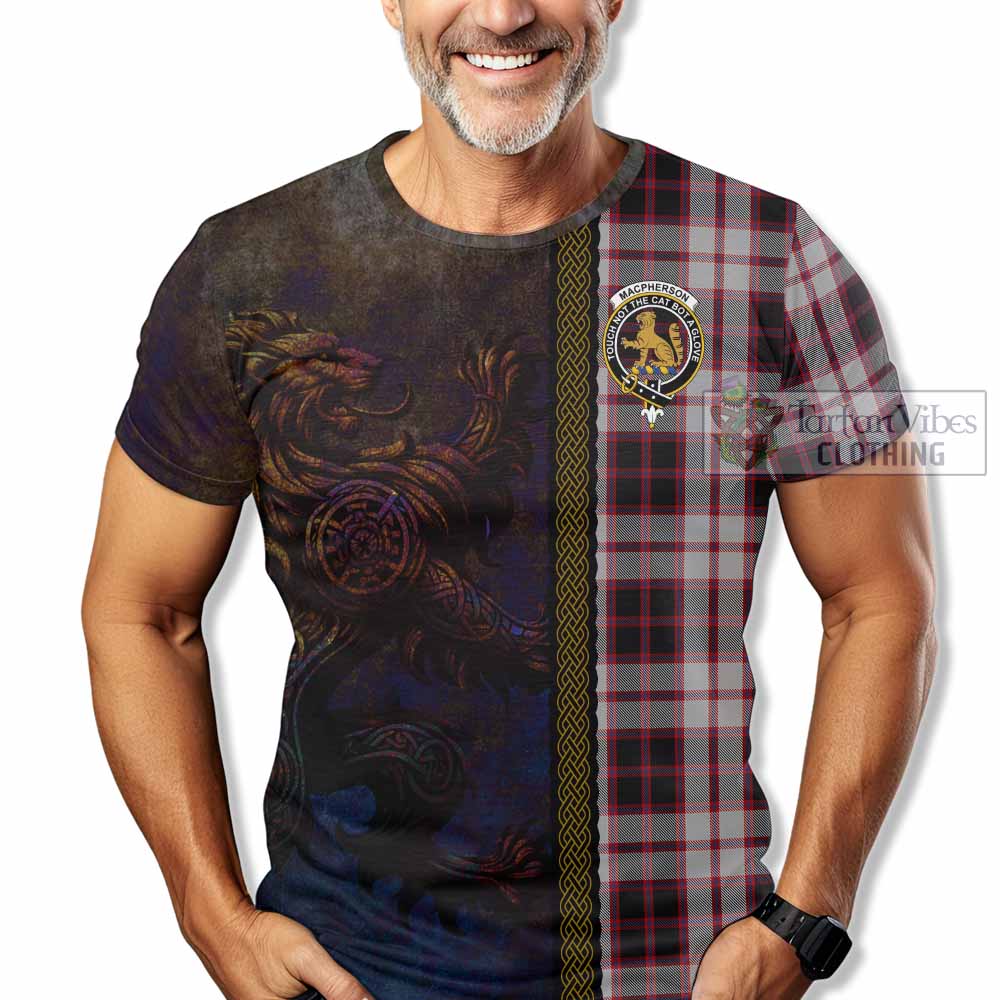 Tartan Vibes Clothing MacPherson (McPherson) Tartan Family Crest T-Shirt Alba Gu Brath Be Brave Lion Ancient Style