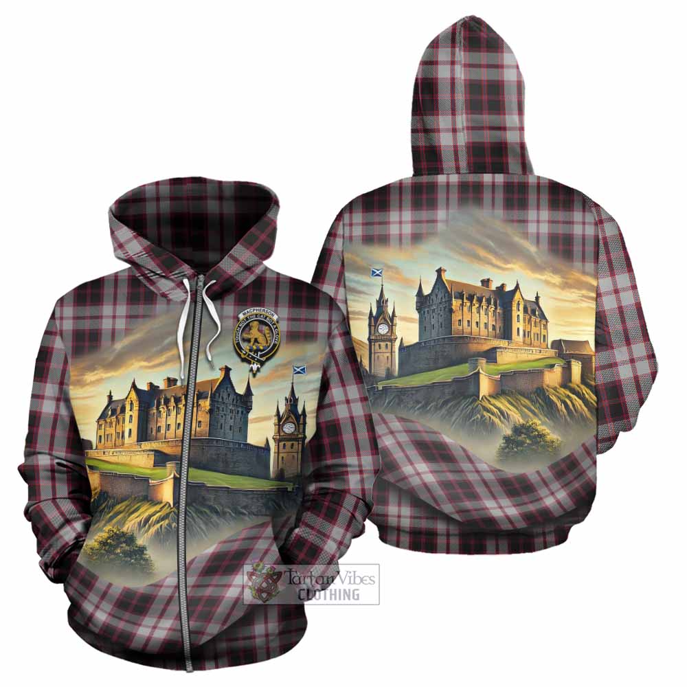 Tartan Vibes Clothing MacPherson (McPherson) Tartan Family Crest Hoodie with Scottish Ancient Castle Style