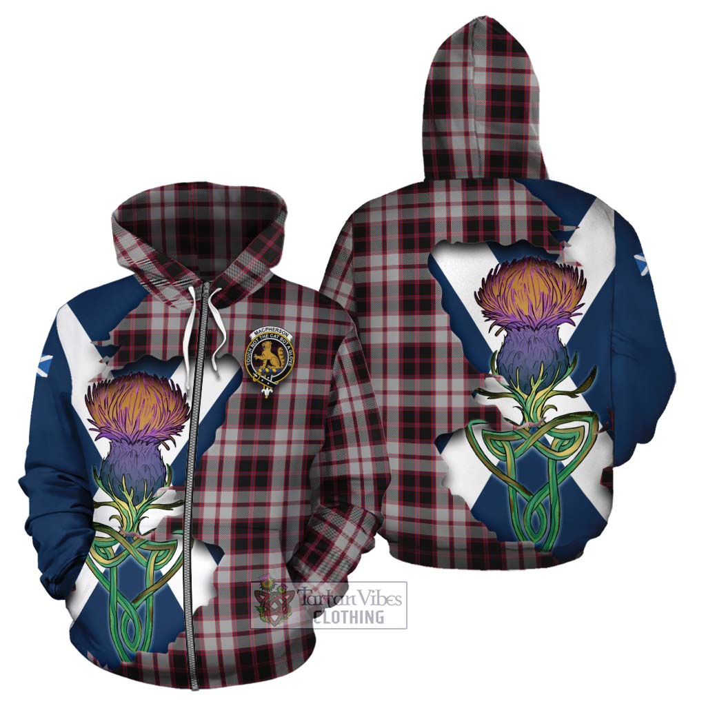 Tartan Vibes Clothing MacPherson (McPherson) Tartan Family Crest Cotton Hoodie Scottish Thistle Celtic Inspired
