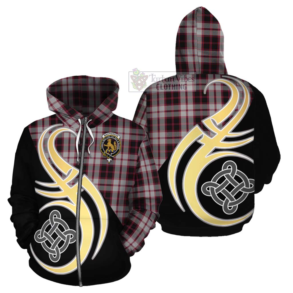 Tartan Vibes Clothing MacPherson (McPherson) Tartan Cotton Hoodie with Family Crest and Celtic Symbol Style