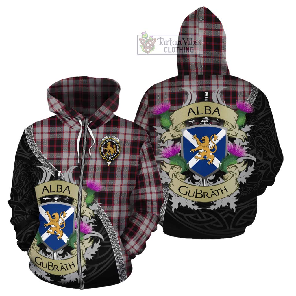 Tartan Vibes Clothing MacPherson (McPherson) Tartan Family Crest Cotton Hoodie Lion Rampant Royal Thistle Shield Celtic Inspired