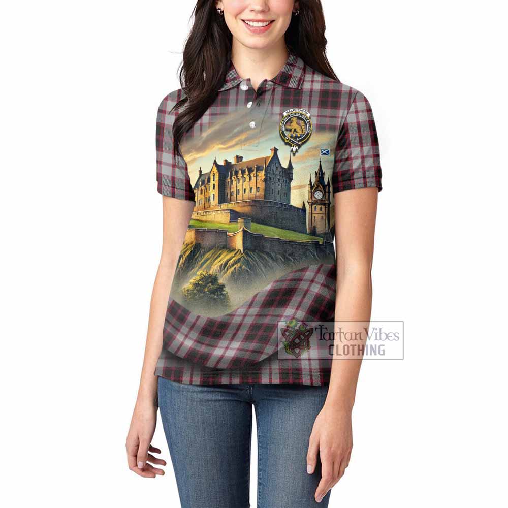 Tartan Vibes Clothing MacPherson (McPherson) Tartan Family Crest Women's Polo Shirt with Scottish Ancient Castle Stype