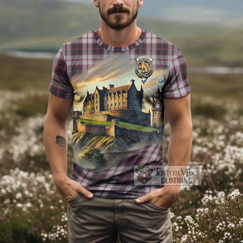 Tartan Vibes Clothing MacPherson (McPherson) Tartan Family Crest T-Shirt with Scottish Ancient Castle Stype