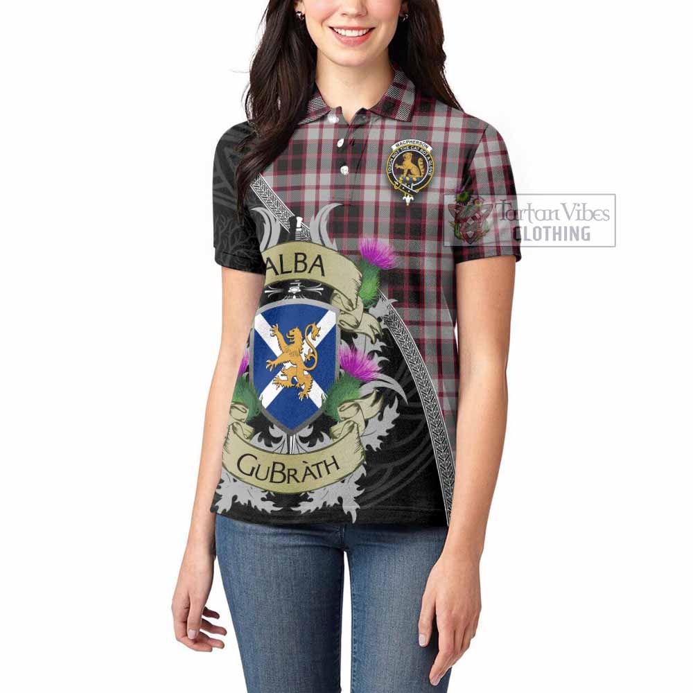 Tartan Vibes Clothing MacPherson (McPherson) Tartan Family Crest Women's Polo Shirt Lion Rampant Royal Thistle Shield Celtic Inspired