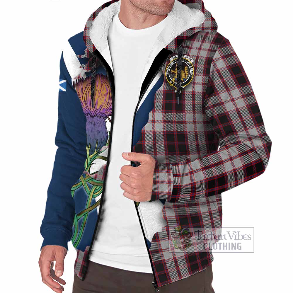 Tartan Vibes Clothing MacPherson (McPherson) Tartan Family Crest Sherpa Hoodie Scottish Thistle Celtic Inspired