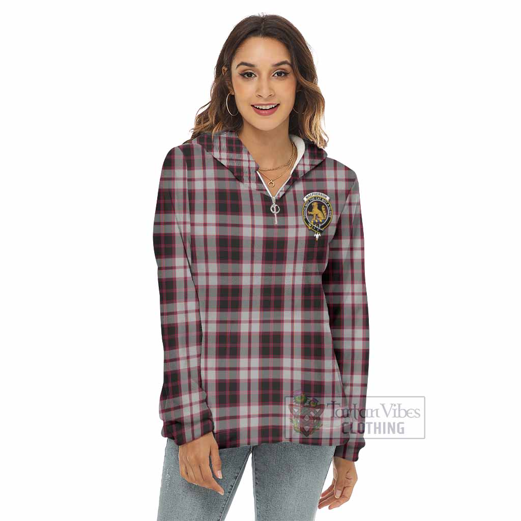 Tartan Vibes Clothing MacPherson (McPherson) Tartan Crest Women's Borg  Half Zip Fleece Hoodie