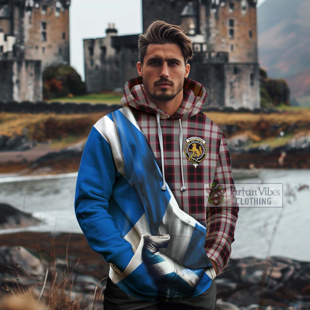Tartan Vibes Clothing MacPherson (McPherson) Tartan Cotton Hoodie with Family Crest Scotland Patriotic Style