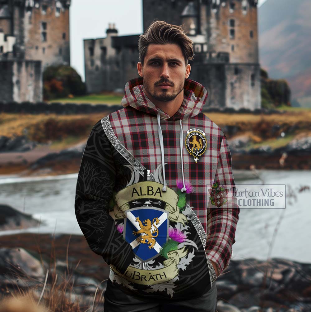 Tartan Vibes Clothing MacPherson (McPherson) Tartan Family Crest Cotton Hoodie Lion Rampant Royal Thistle Shield Celtic Inspired