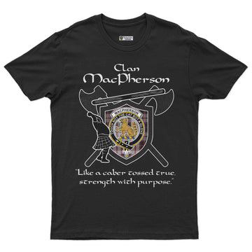 MacPherson (McPherson) Clan Crest Highland Game T Shirt Strength With Purpose Style - Tartan Vibes Clothing