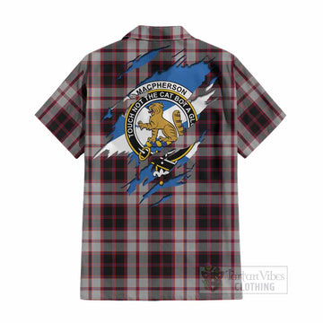 MacPherson (McPherson) Clan Crest In Me Tartan Cotton Hawaiian Shirt Scotland Flag Style