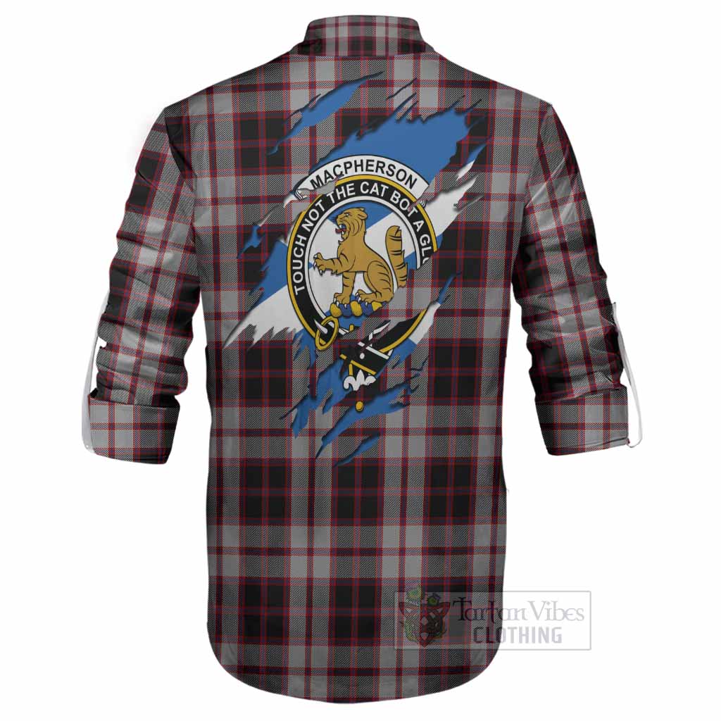MacPherson (McPherson) Clan Crest In Me Tartan Ghillie Shirt Scotland Flag Style
