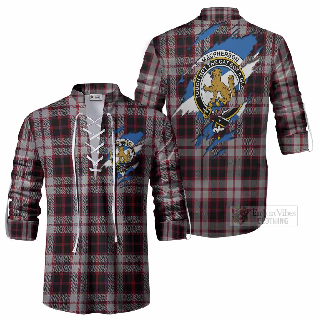 MacPherson (McPherson) Clan Crest In Me Tartan Ghillie Shirt Scotland Flag Style