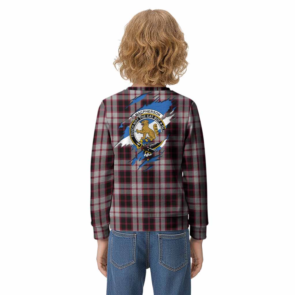 MacPherson (McPherson) Clan Crest In Me Tartan Kid Knitted Sweatshirt Scotland Flag Style