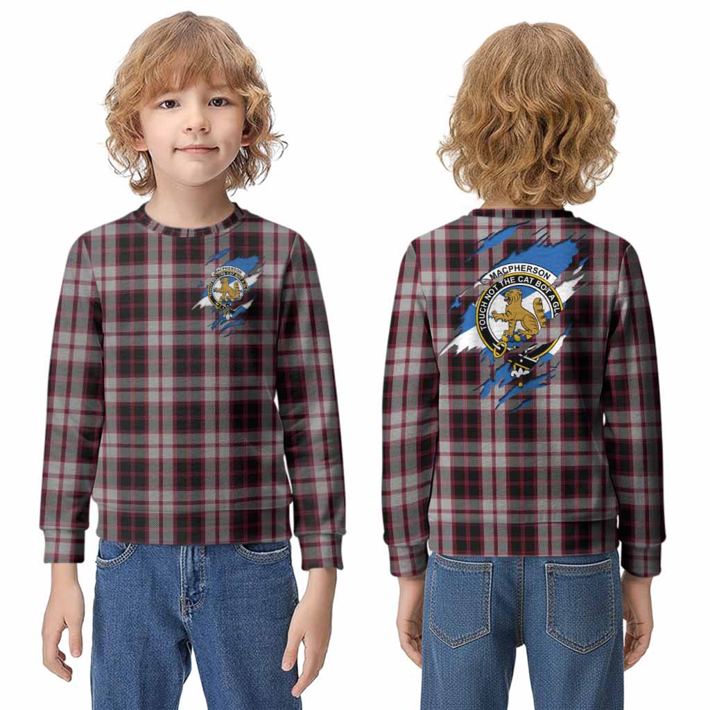 MacPherson (McPherson) Clan Crest In Me Tartan Kid Knitted Sweatshirt Scotland Flag Style
