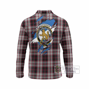 MacPherson (McPherson) Clan Crest In Me Tartan Long Sleeve Polo Shirt Scotland Flag Style