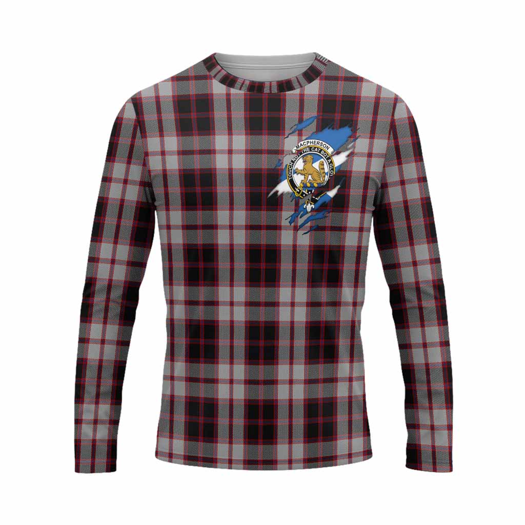 MacPherson (McPherson) Clan Crest In Me Tartan Long Sleeve T-Shirt Scotland Flag Style
