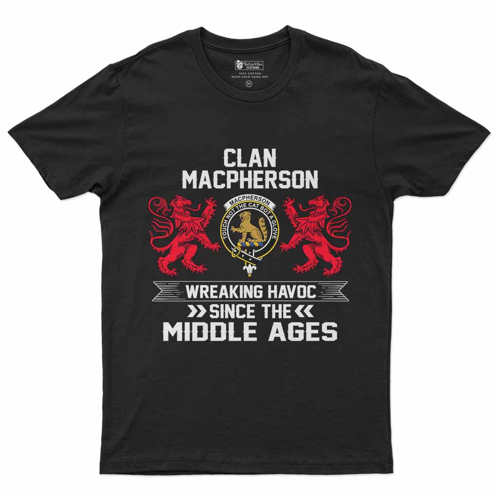 MacPherson (McPherson) Clan Crest Men's T-Shirt Wreaking Havoc Black - Tartan Vibes Clothing