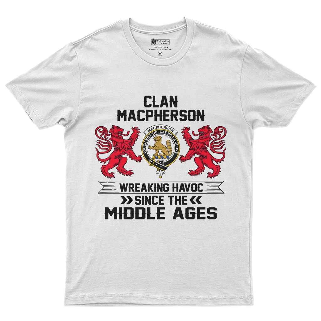 MacPherson (McPherson) Clan Crest Men's T-Shirt Wreaking Havoc White - Tartan Vibes Clothing
