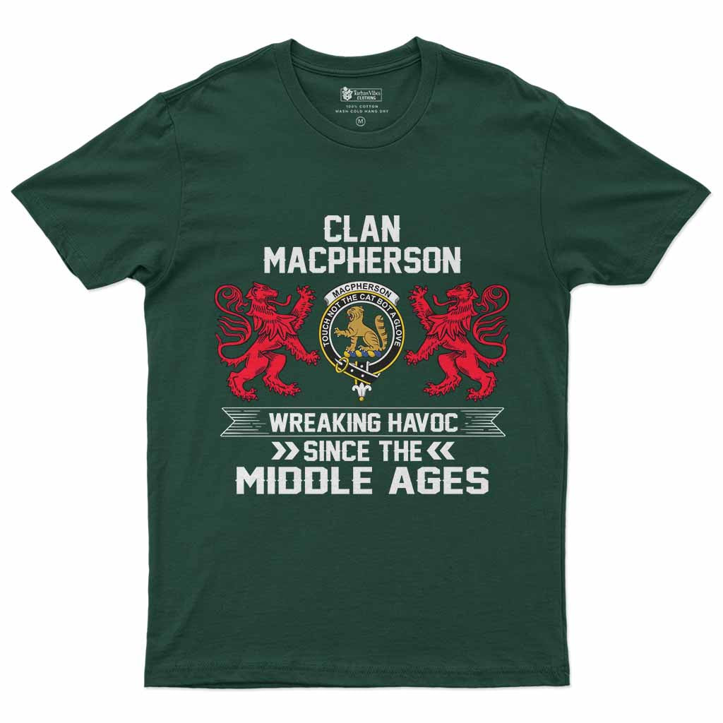 MacPherson (McPherson) Clan Crest Men's T-Shirt Wreaking Havoc Forest Green - Tartan Vibes Clothing