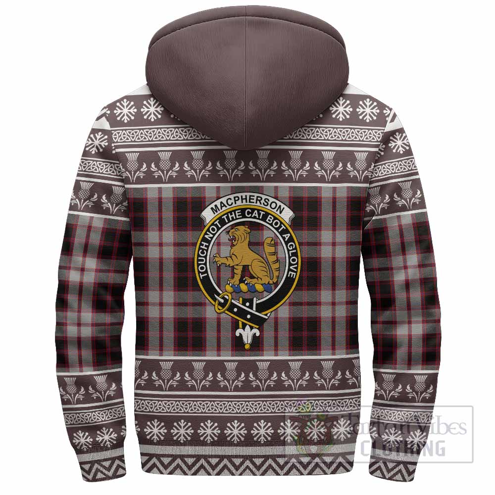 MacPherson (McPherson) Clan Tartan Christmas Fleece Hoodie with Family Crest - Tartan Vibes Clothing