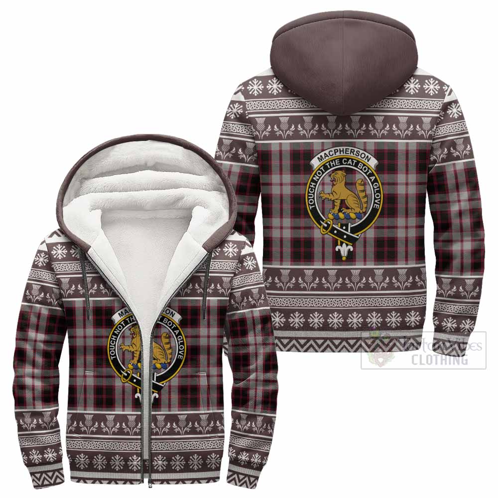 MacPherson (McPherson) Clan Tartan Christmas Fleece Hoodie with Family Crest - Tartan Vibes Clothing
