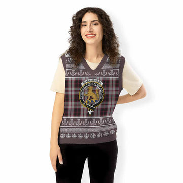 MacPherson (McPherson) Clan Tartan Christmas Knitted V-Neck Vest with Family Crest - Tartan Vibes Clothing
