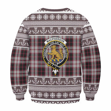 MacPherson (McPherson) Clan Tartan Christmas Sweatshirt with Family Crest