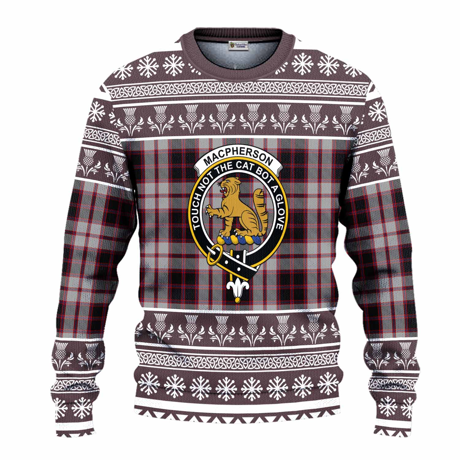 MacPherson (McPherson) Clan Tartan Christmas Ugly Sweater with Family Crest - Tartan Vibes Clothing