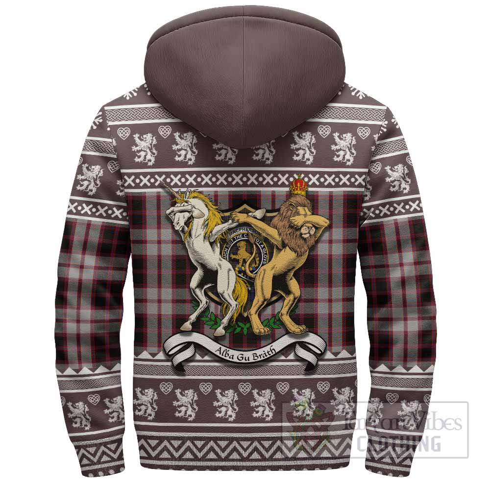 MacPherson (McPherson) Clan Tartan Crest Christmas Fleece Hoodie Coat of Arms Funny Style - Tartan Vibes Clothing