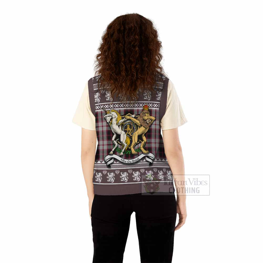 MacPherson (McPherson) Clan Tartan Crest Christmas Knitted V-Neck Vest Coat of Arms Funny Style - Tartan Vibes Clothing