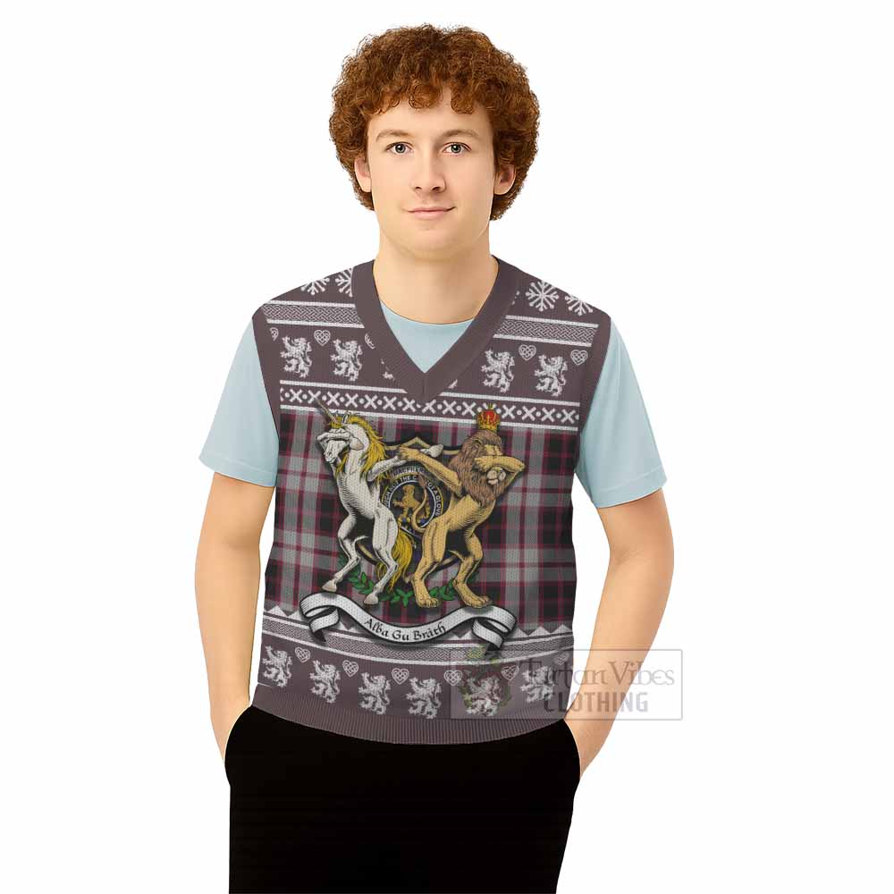 MacPherson (McPherson) Clan Tartan Crest Christmas Knitted V-Neck Vest Coat of Arms Funny Style - Tartan Vibes Clothing