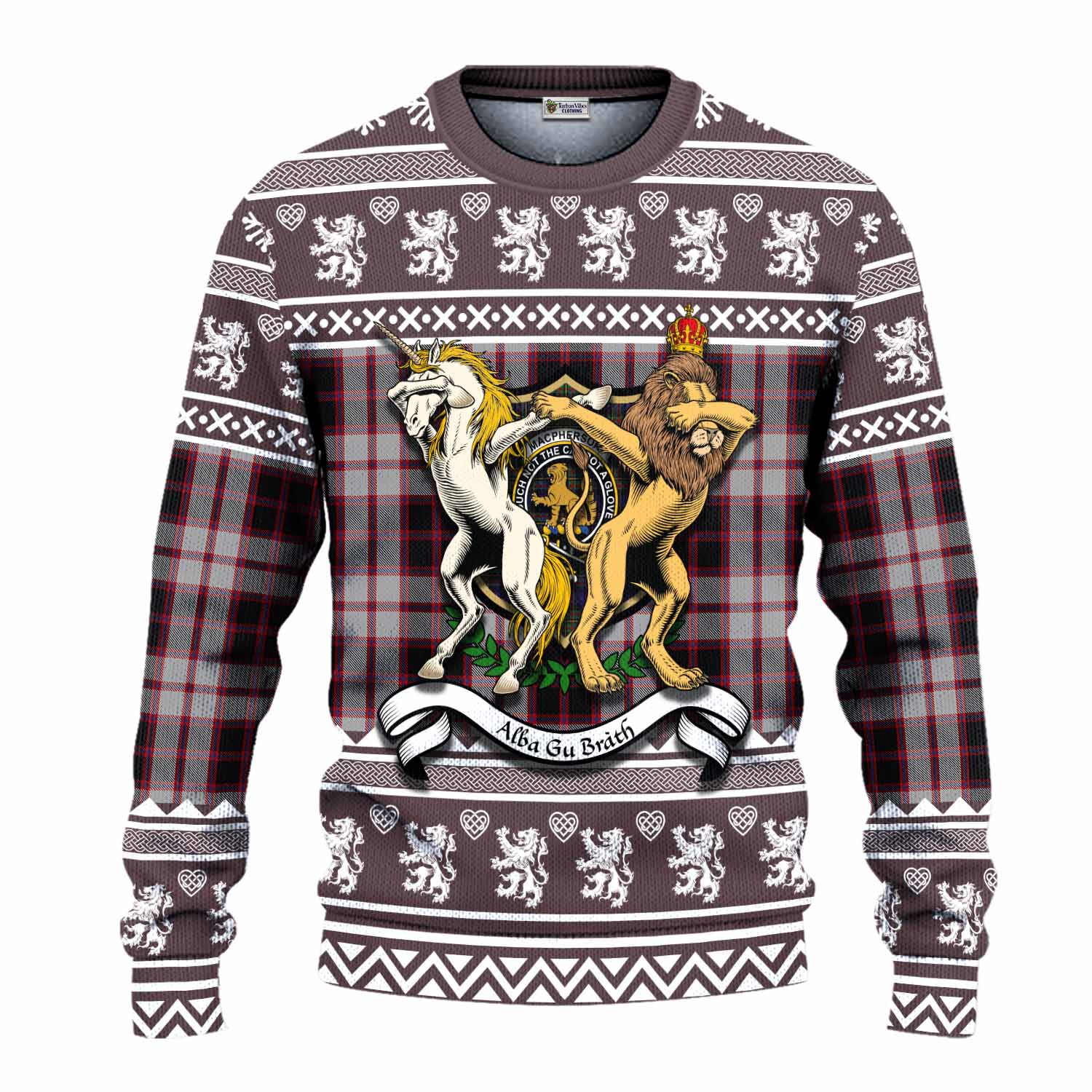 MacPherson (McPherson) Clan Tartan Crest Christmas Ugly Sweater Coat of Arms Funny Style - Tartan Vibes Clothing