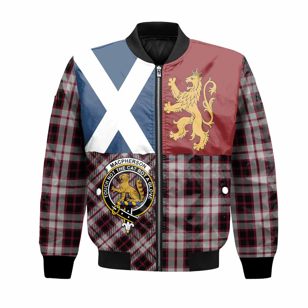 MacPherson (McPherson) Crest Tartan Bomber Jacket with Lion Rampant Saltire Style