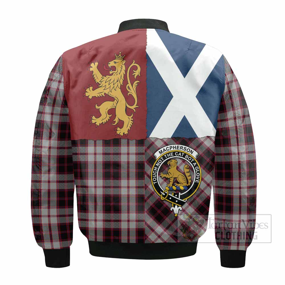 MacPherson (McPherson) Crest Tartan Bomber Jacket with Lion Rampant Saltire Style