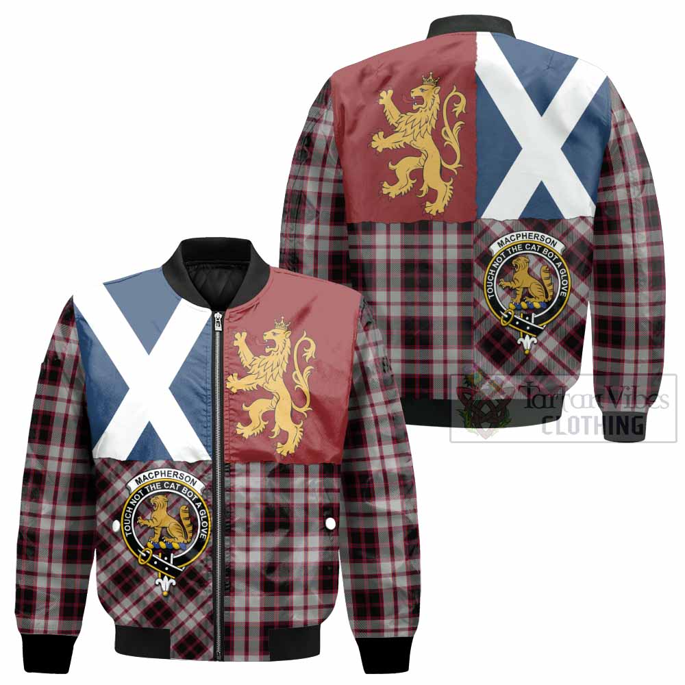 MacPherson (McPherson) Crest Tartan Bomber Jacket with Lion Rampant Saltire Style